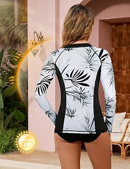 LURANEE Women's Zip Up Rash Guards for Women Long Sleeve